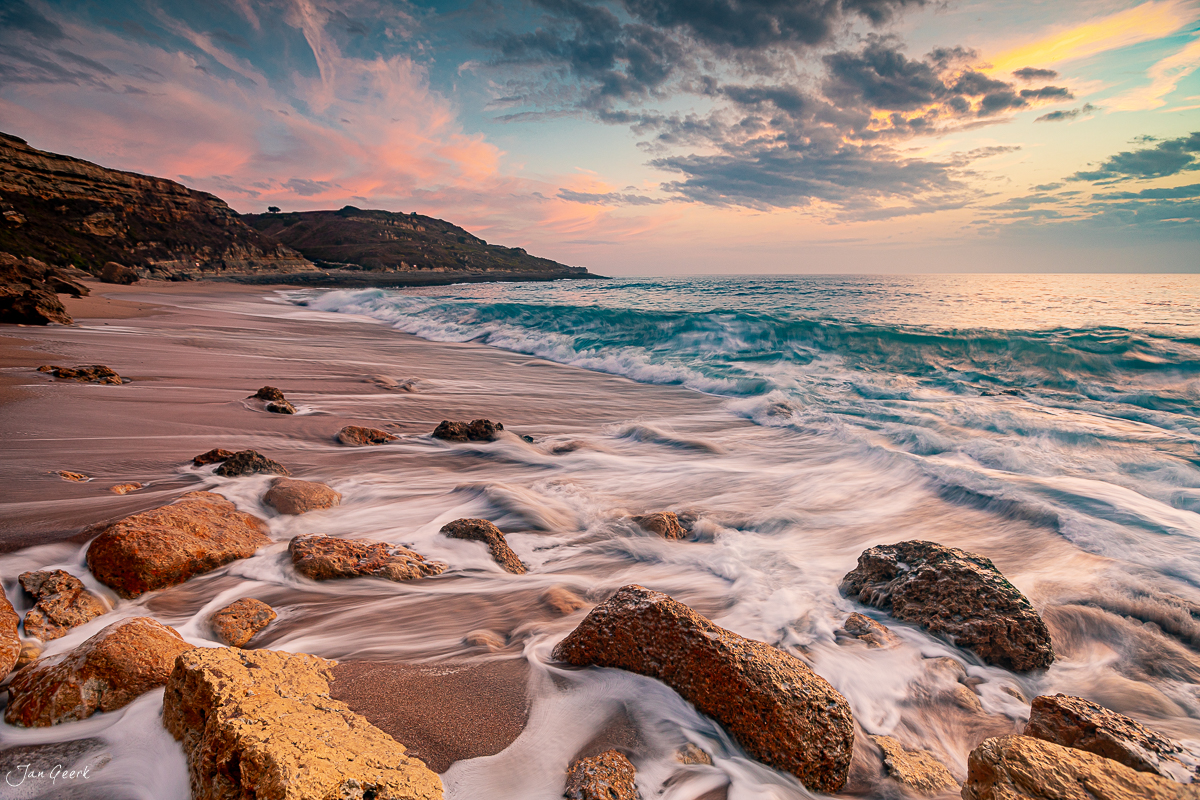 Felsenküste Sonnenuntergang Wellen Portugal Algarve – Jan Geerk Fotograf Basel