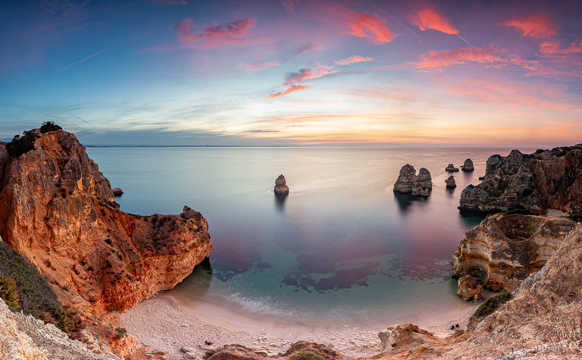 Felsküste Meerbucht Sonnenaufgang Algarve Portugal – Jan Geerk Fotograf Basel