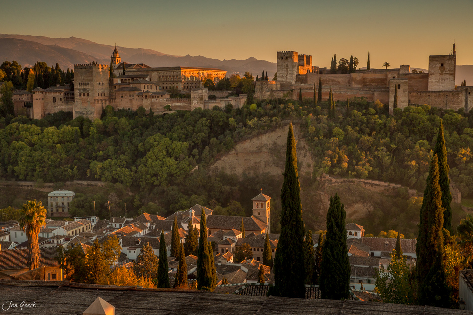 Alhambra Palast Granada Sonnenuntergang Andalusien Spanien Schweiz Jan Geerk Fotograf Basel