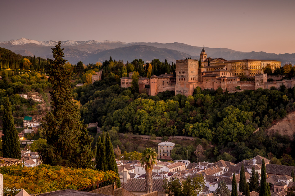 Alhambra Palast Granada goldene Stunde Andalusien Spanien Schweiz Jan Geerk Fotograf Basel