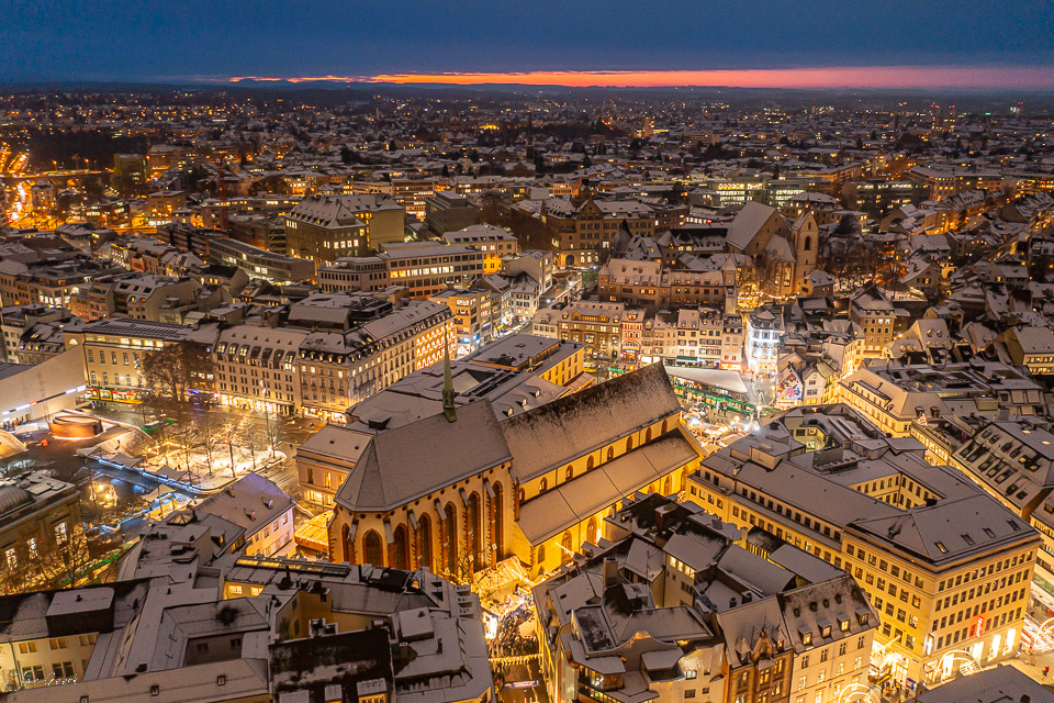 Basel Altstadt Weihnachtsmarkt Blauewunde Luftaufnahme Dezember Schweiz Jan Geerk Fotograf Basel