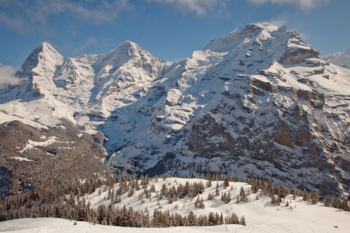 Eiger Mönch Jungfrau Schnee Winter Berner Oberland Schweiz – Jan Geerk Fotograf Basel