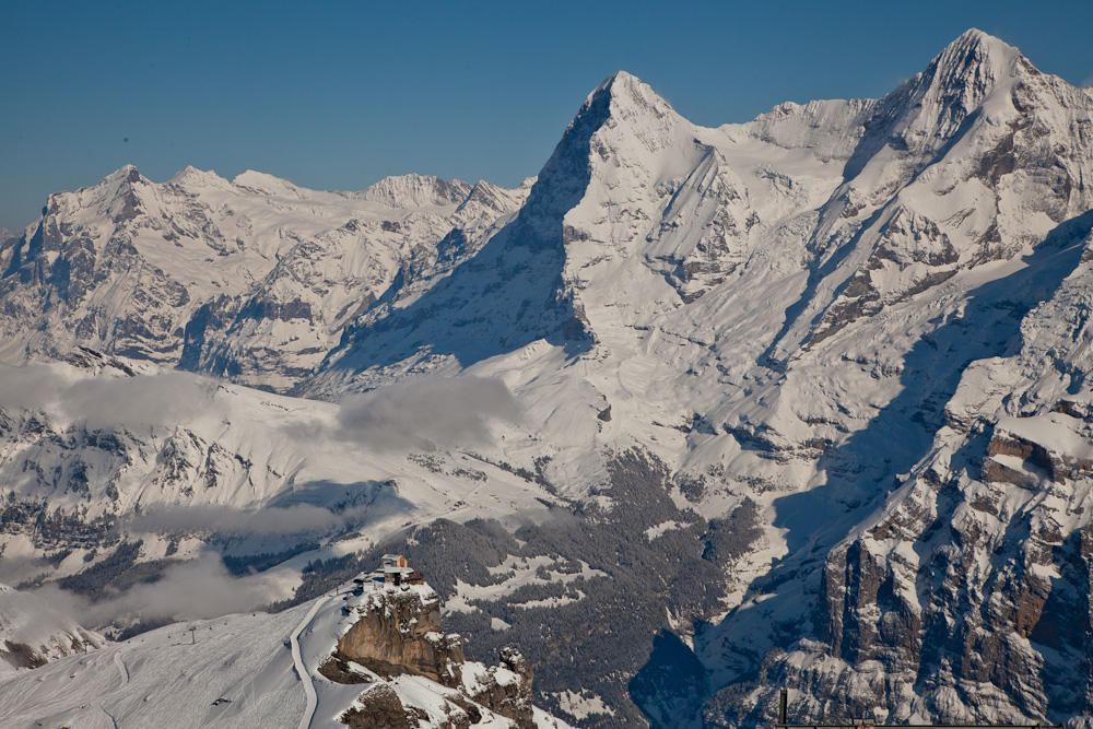 Mürren Bergpanorama Schnee Winterlandschaft Berner Oberland Schweiz Jan Geerk Fotograf Basel