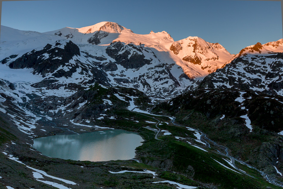 Steingletscher Alpenglow Sustenpass Berner Oberland Schweiz Jan Geerk Fotograf Basel