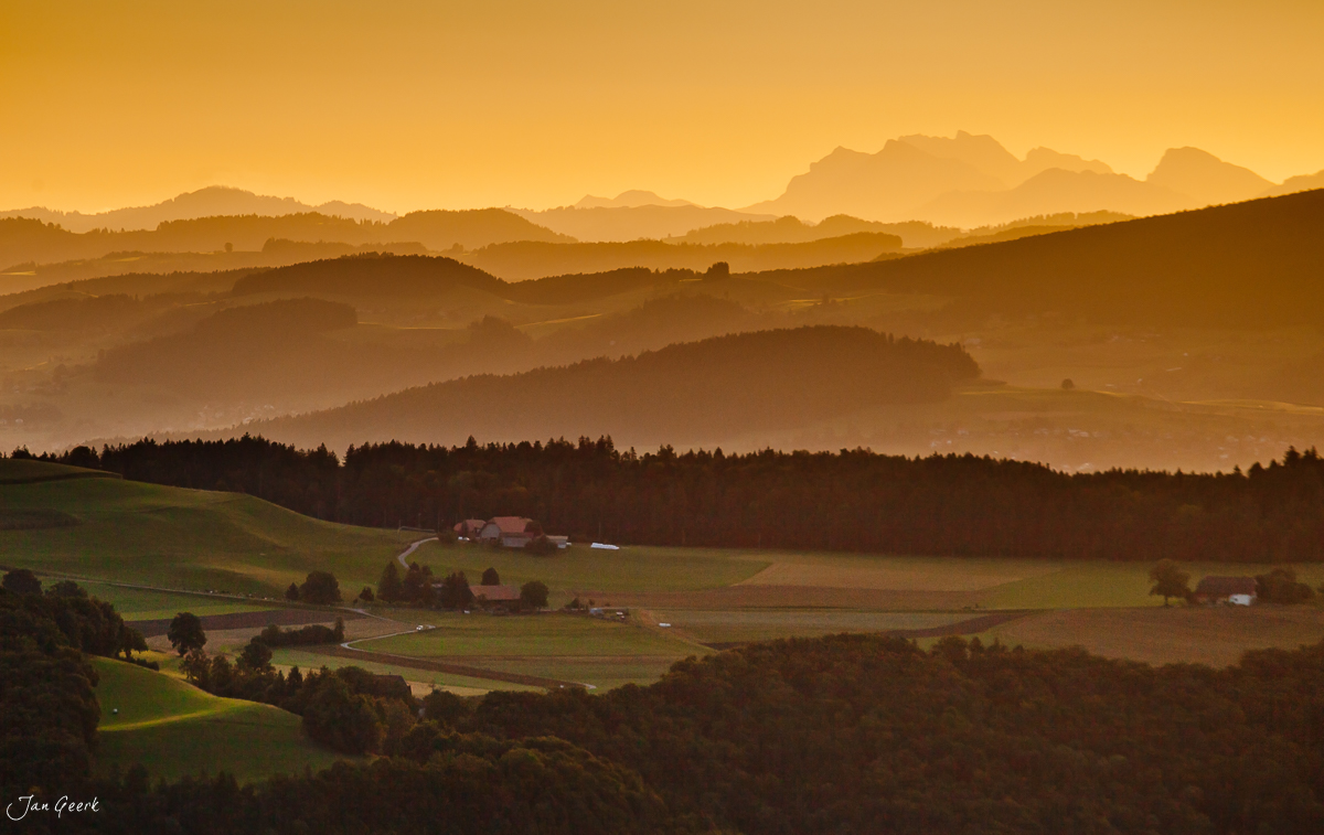 Bütschelegg Alpensicht Morgenlicht Sonnenaufgang Berner Oberland Schweiz – Jan Geerk Fotograf Basel