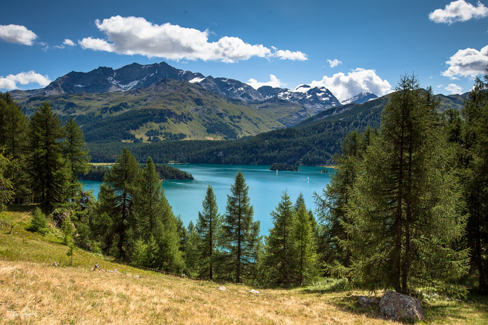 Silsersee Bergpanorama Alpental Sommerlandschaft Engadin Graubünden Schweiz Jan Geerk
