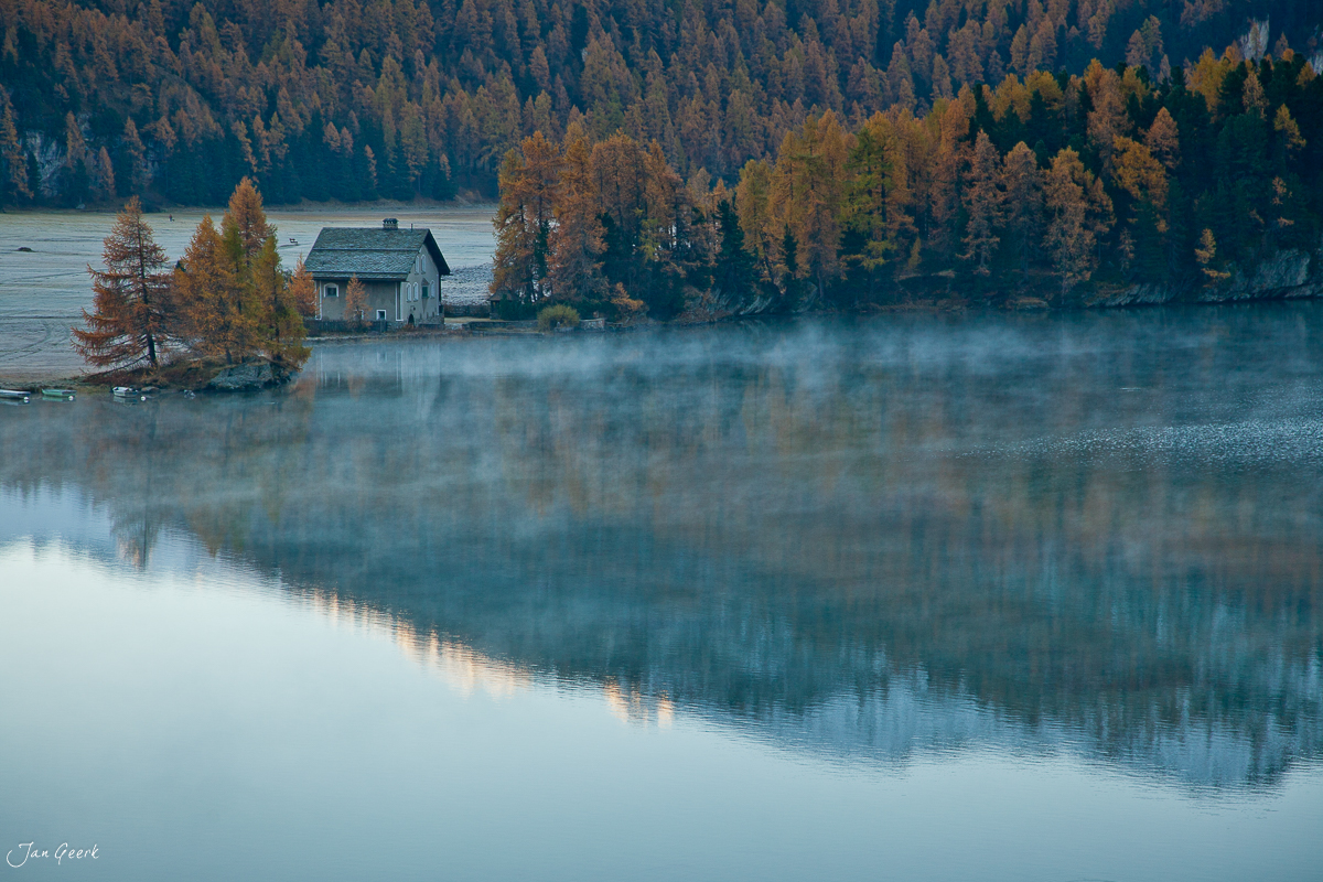 Berghütte Lago di Saoseo Herbst Engadin Graubünden Schweiz Jan Geerk Fotograf Basel