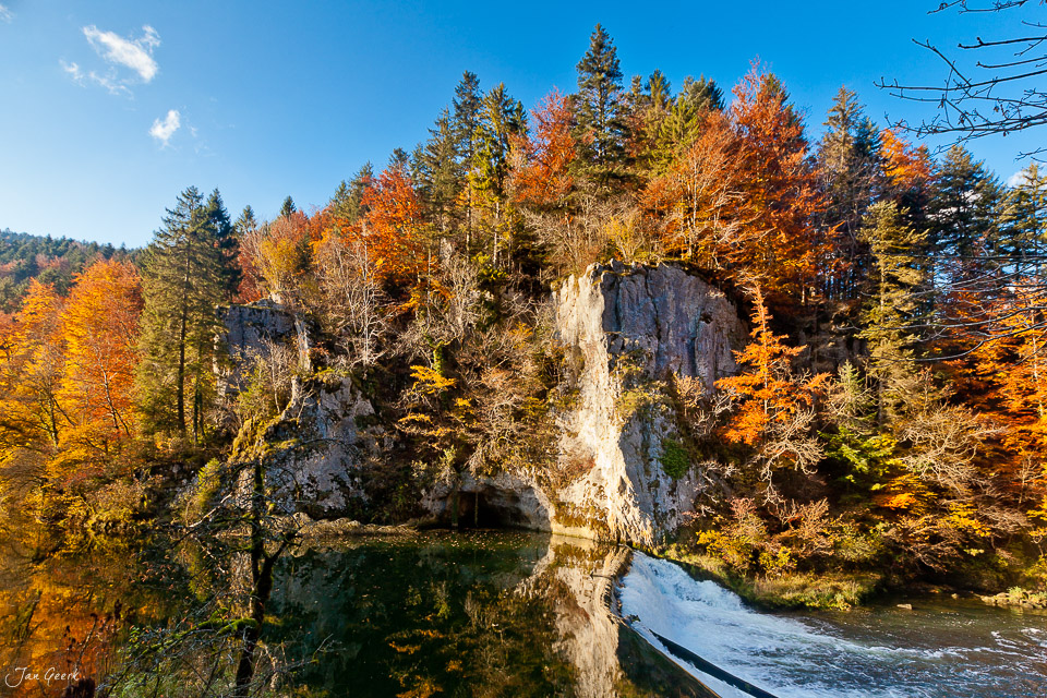 Felsformation Flusslandschaft Doubs Herbst Jura Schweiz Jan Geerk Fotograf Basel