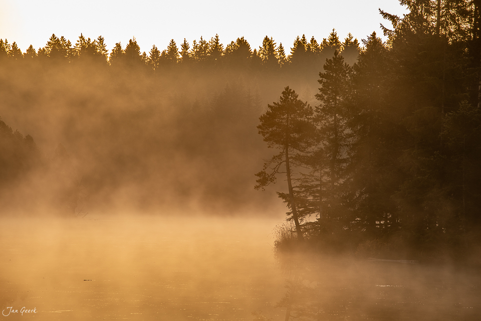 Nebel über dem Etang de la Gruère im Herbst, Jura Schweiz – Jan Geerk Fotograf Basel