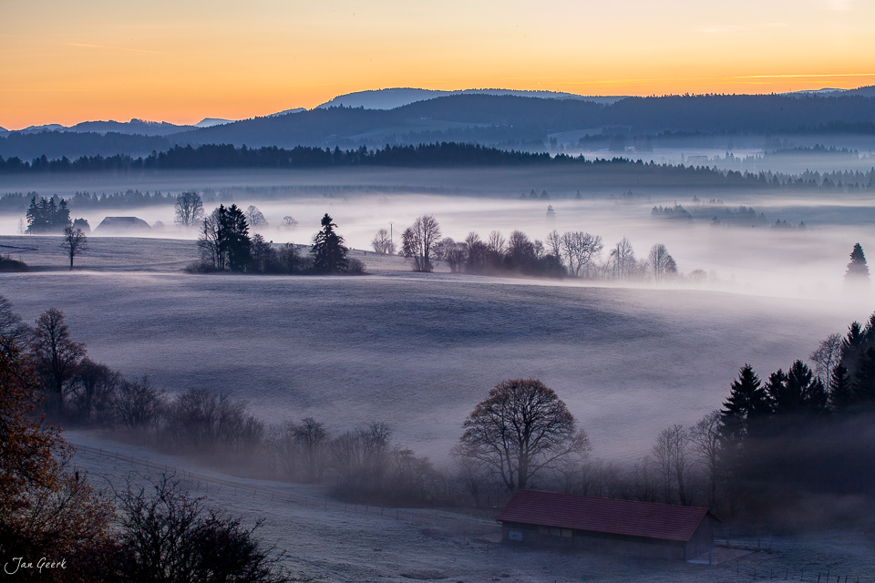 Jura Nebelmeer Sonnenaufgang Herbst Morgennebel Schweiz – Jan Geerk Fotograf Basel