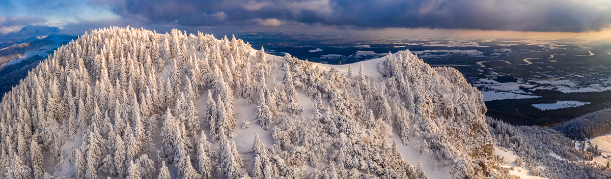 Verschneite Fichtenwälder auf der Hasenmatt im Winter bei Kantlicht, Solothurn Schweiz – Jan Geerk Fotograf Basel