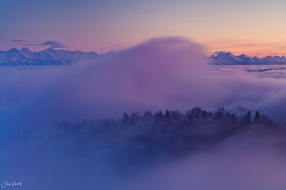 Nebelmeer Passwang Alpensicht Sonnenaufgang Jura Solothurn Schweiz Jan Geerk Fotograf Basel