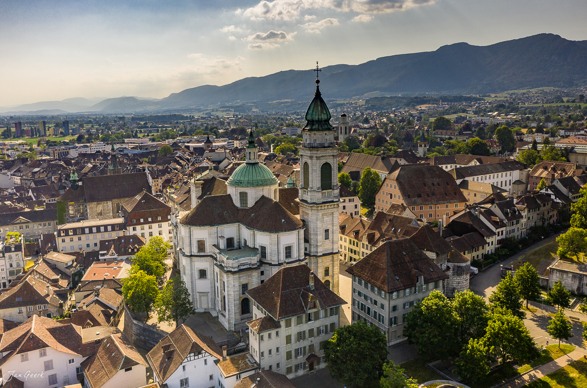 Solothurn Barockstadt Luftaufnahme Kathedrale Sommer Schweiz Jan Geerk Fotograf Basel