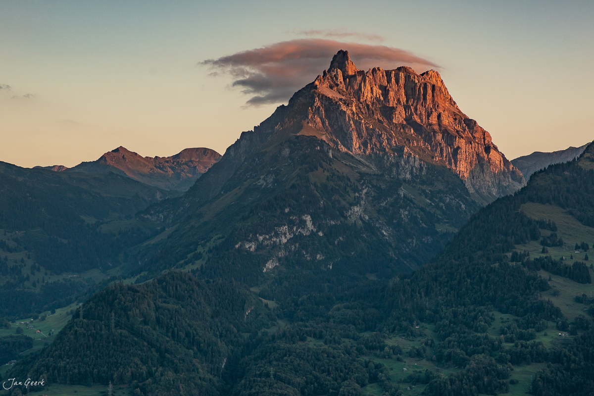 Säntis bei Sonnenuntergang mit Alpstein-Massiv, Appenzell Alpen Schweiz – Jan Geerk Fotograf Basel