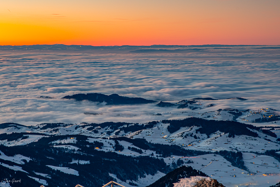 Säntis Berglandschaft mit Nebelmeerwinterstimmung Appenzell Alpen Schweiz Jan Geerk Fotograf Basel