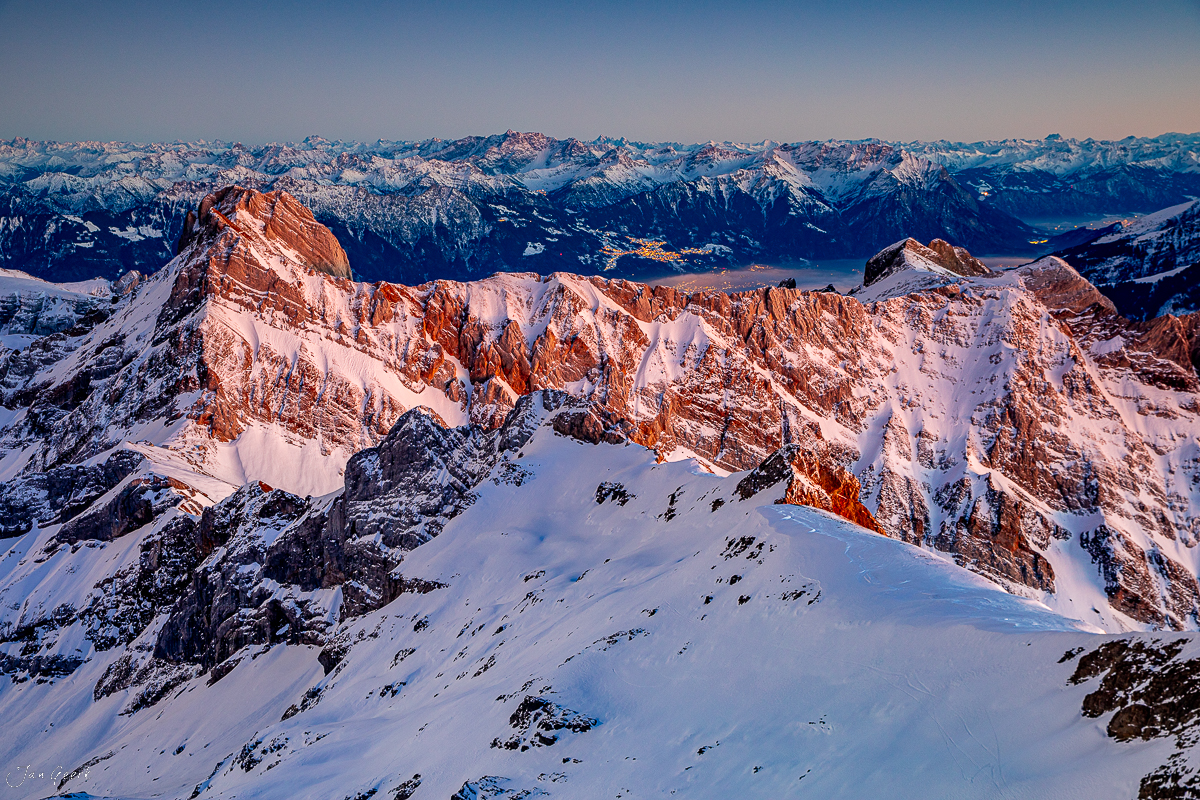 Säntis Gipfel Schnee Sonnenuntergang Appenzell Alpen Schweiz – Jan Geerk Fotograf Basel