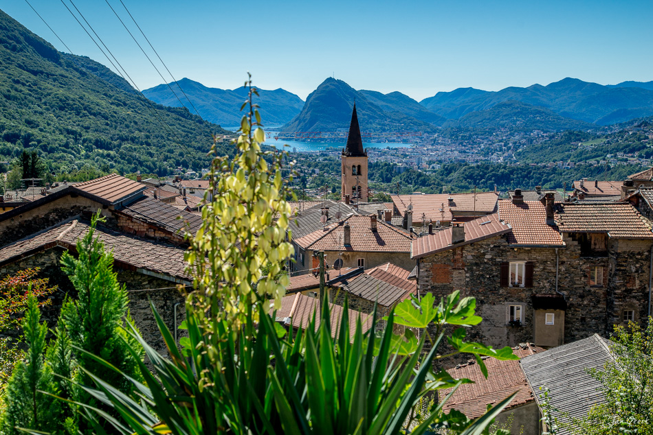 Ascona Dorf mit Kirche Bergpanorama Sommer Tessin Schweiz Jan Geerk Fotograf Basel