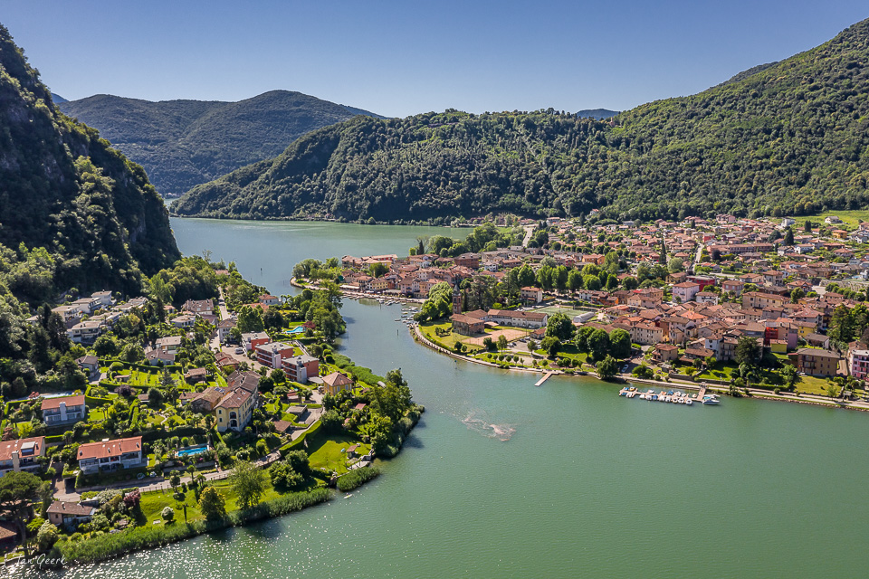 Luftaufnahme Caslano Luganersee Sommeraufnahme Tessin Schweiz Jan Geerk Fotograf Basel