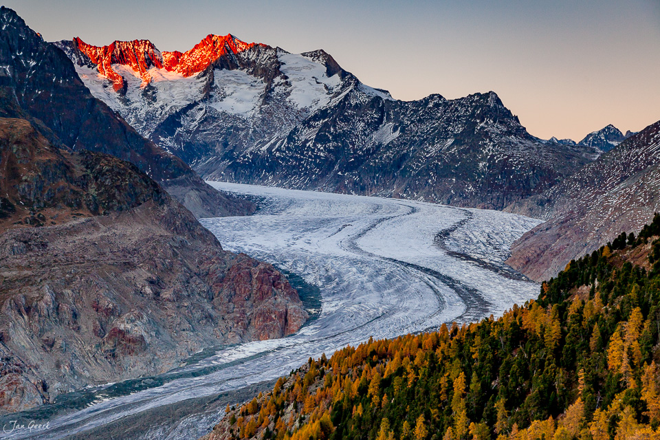 Aletschgletscher Riederalp Bettmeralp Sonnenaufgang Herbst Wallis Schweiz – Jan Geerk Fotograf Basel