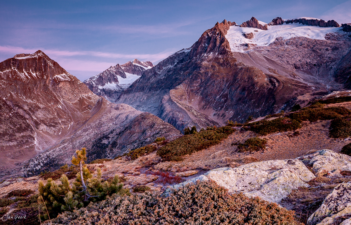 Aletschgletscher Herbstaufgang Riederalp Bettmeralp Wallis Schweiz Jan Geerk