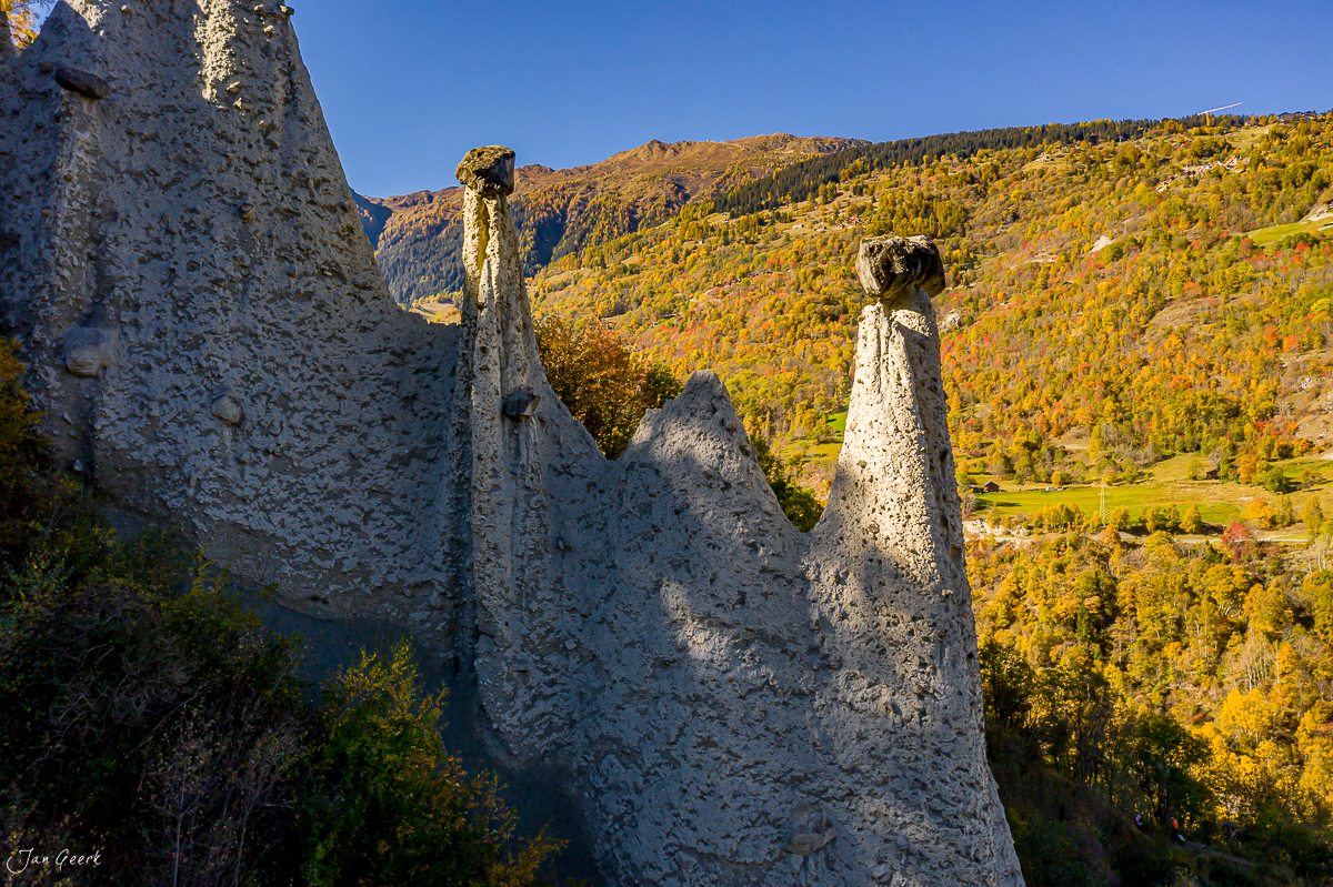 Erdpyramiden Euseigne Val d'Hérens Herbst Wallis Schweiz – Jan Geerk Fotograf Basel