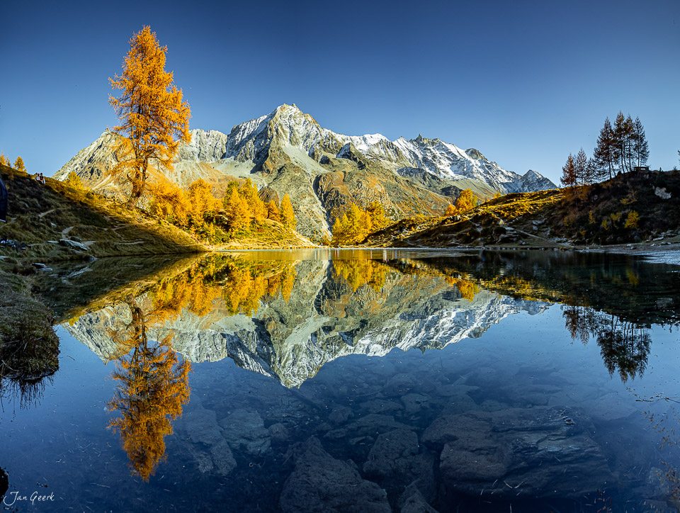Lac Bleu Bergsee Herbst Goldlärchen Wallis Schweiz – Jan Geerk Fotograf Basel