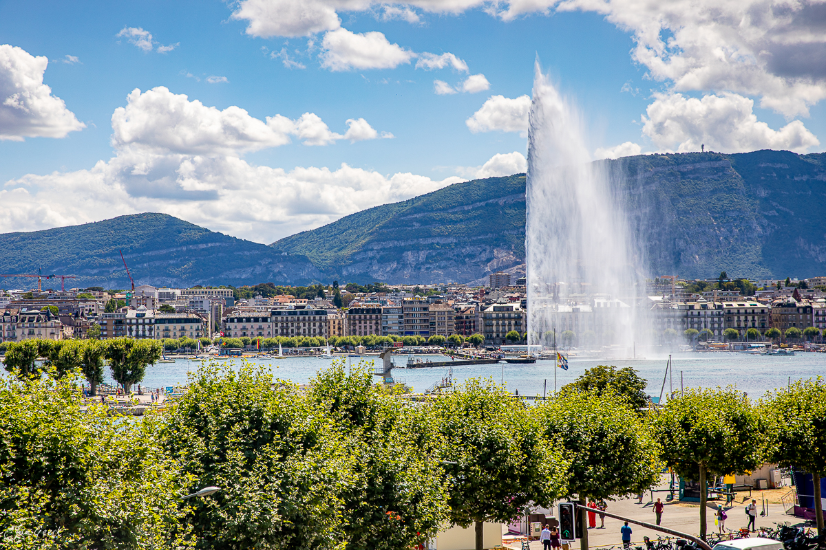 Jet d'Eau Fontäne Genf Sommer Lac Léman Westschweiz Schweiz Jan Geerk Fotograf Basel
