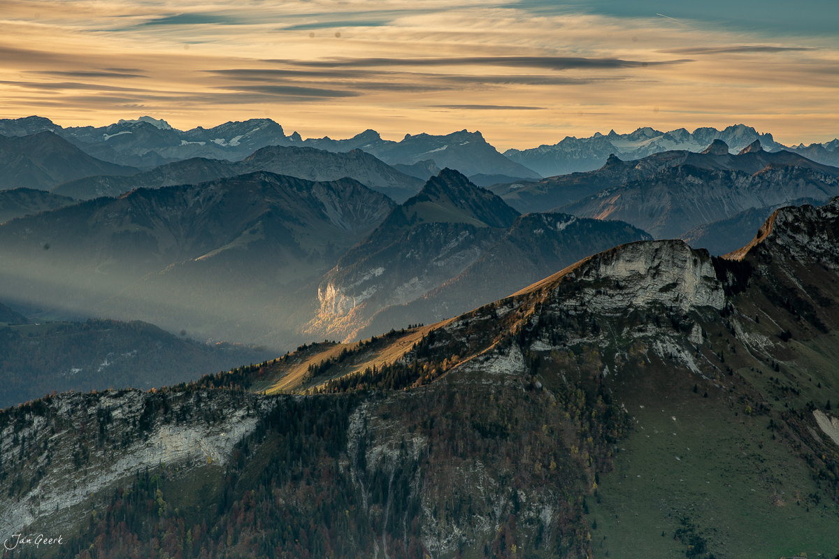 Alpengipfel Moléson mit Herbstlicht, Fribourg Westschweiz Schweiz – Jan Geerk Fotograf Basel