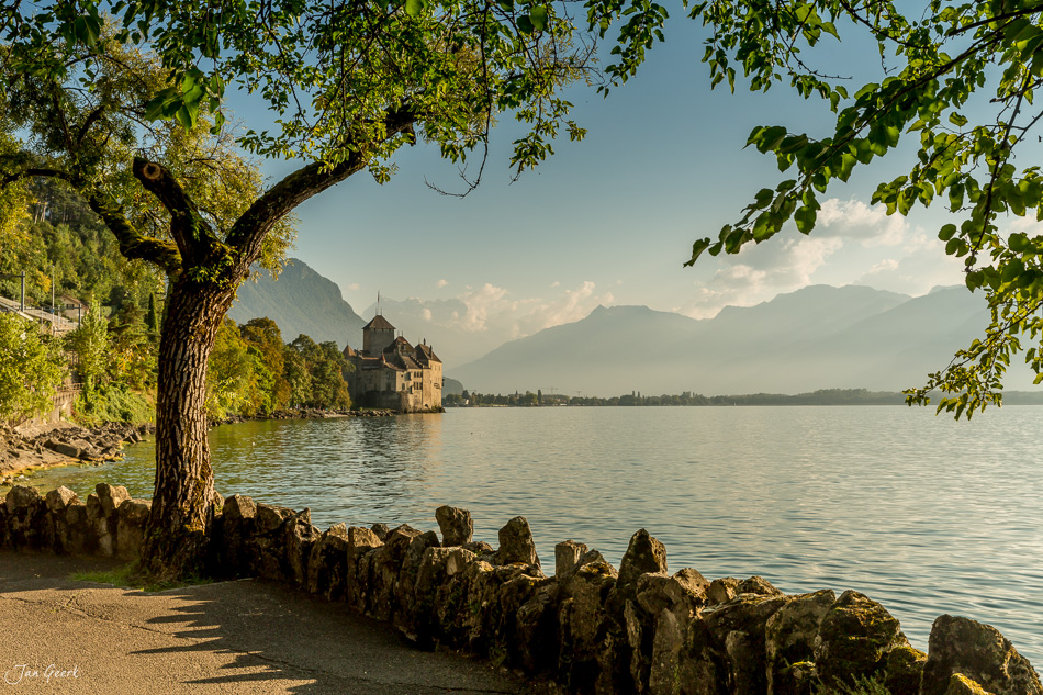 Schloss Chillon am Genfer See mit Alpenblick Schweiz Jan Geerk Fotograf Basel