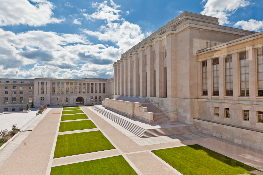 Palais des Nations Genf Sonnenschein Westschweiz Schweiz Jan Geerk Fotograf Basel