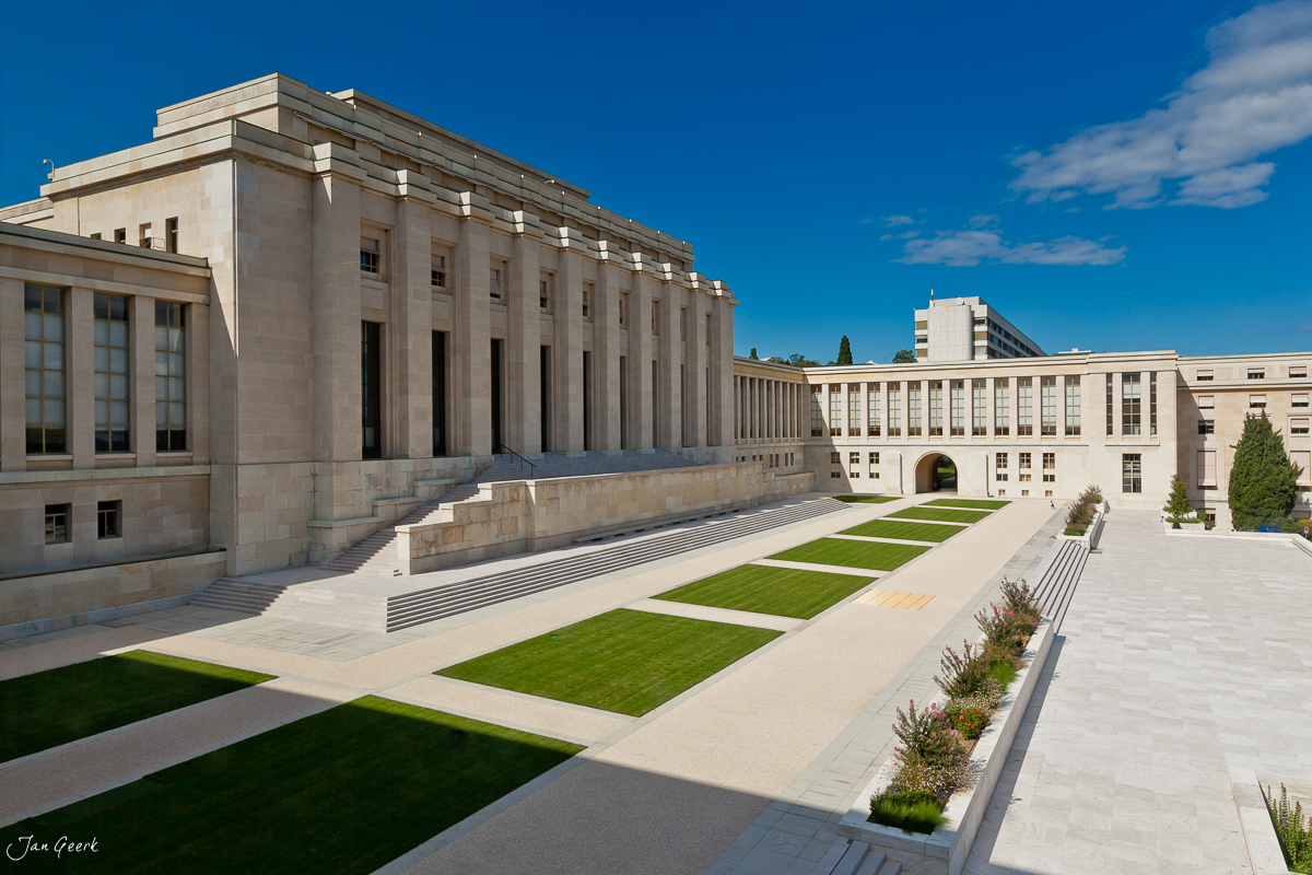 Palais des Nations Genf Architektur Sonnenaufgang Westschweiz Schweiz Jan Geerk Fotograf Basel