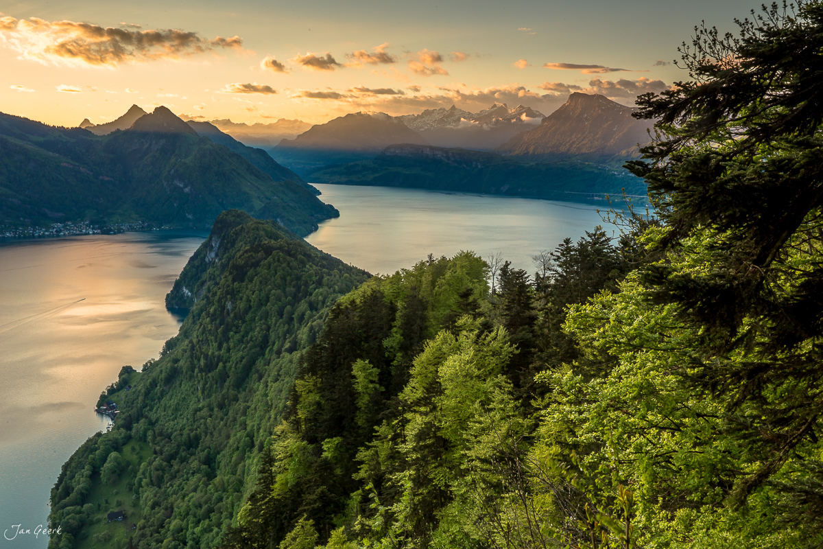 Vierwaldstättersee Bürgenstock Sonnenuntergang Alpen Zentralschweiz Schweiz Jan Geerk Fotograf