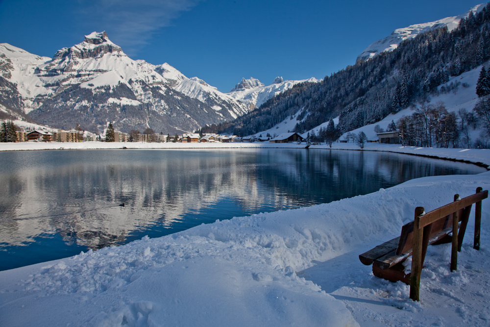 Engelberg Bergsee Winterlandschaft Schnee Zentralschweiz Schweiz Jan Geerk Fotograf Basel