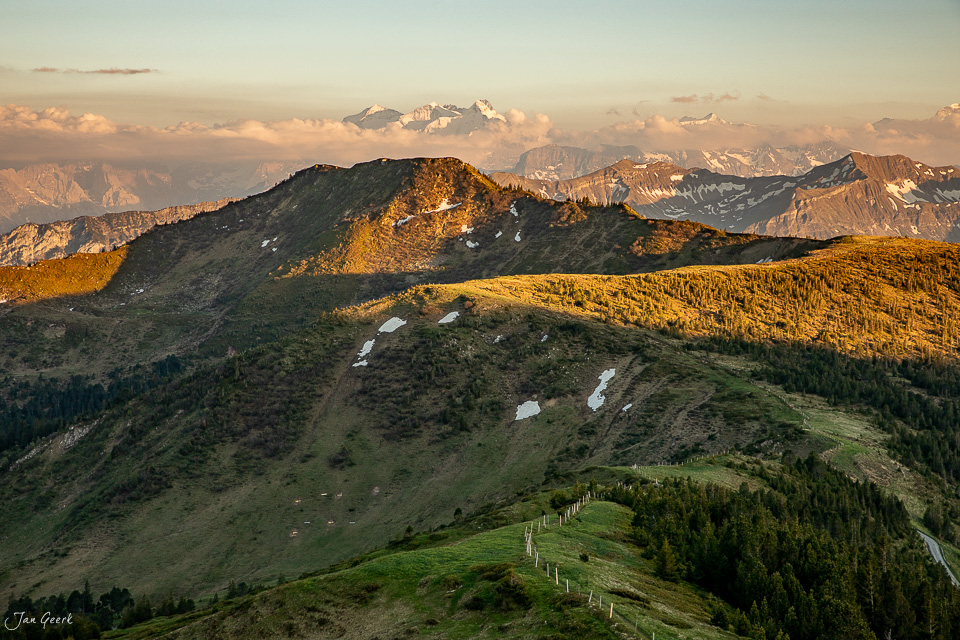Glaubenberg Alpenpanorama mit Fürstein und Entlebuch Biosphäre, Abendlicht Schweiz – Jan Geerk Fotograf Basel