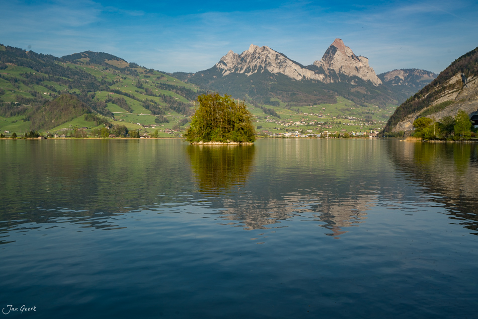 Lauerzersee mit Frühjahrsblüte, Berge und Rigi Schweiz Jan Geerk Fotograf Basel