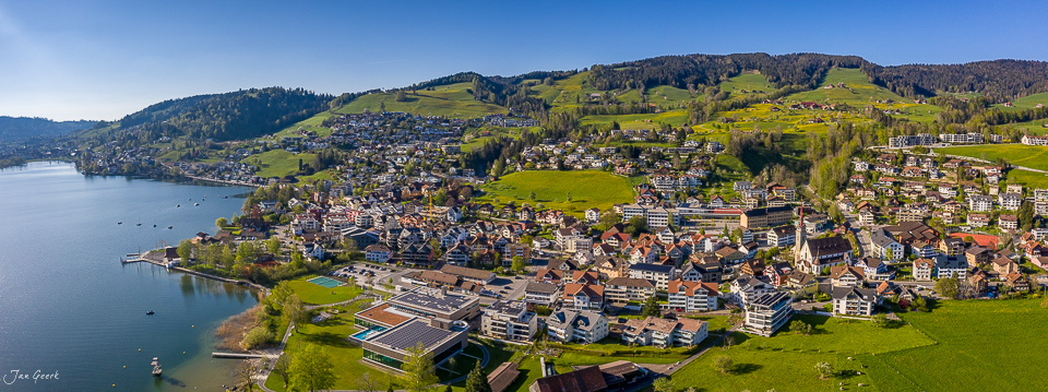 Oberägeri See Luftaufnahme Frühling Zentralschweiz Schweiz Jan Geerk Fotograf Basel