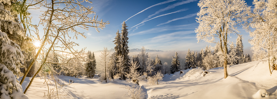 Winterlandschaft Rigi Schnee Reif Sonnenaufgang Zentralschweiz Schweiz Jan Geerk Fotograf Basel