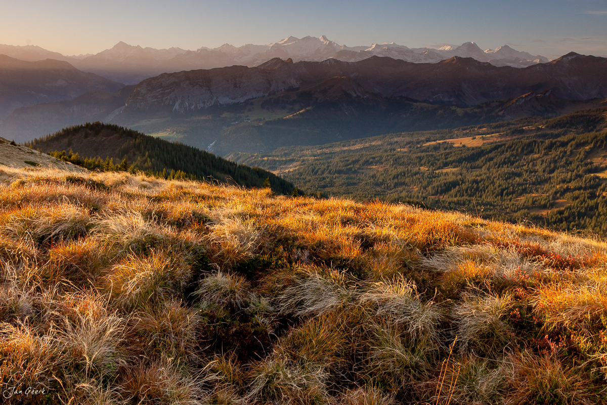 Herbstliche Alpwiese Fürstein Glaubenberg Sonnenaufgang Voralpen Schweiz – Jan Geerk Fotograf Basel